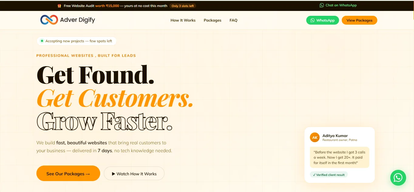 High Converting Landing Page Designed by Raj Kumar Professional Website Developer in Patna