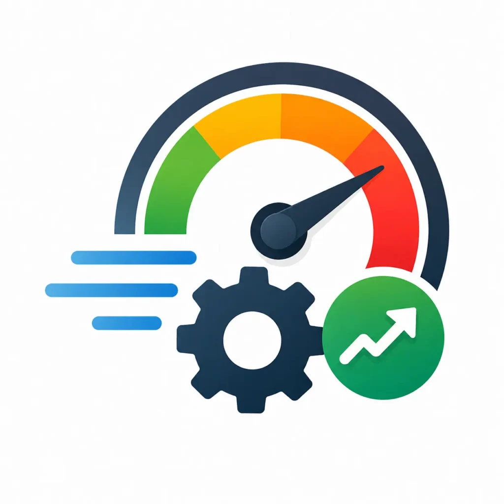 Speed and Performance Optimization icon representing website speed improvement, Core Web Vitals optimization, and fast loading performance.