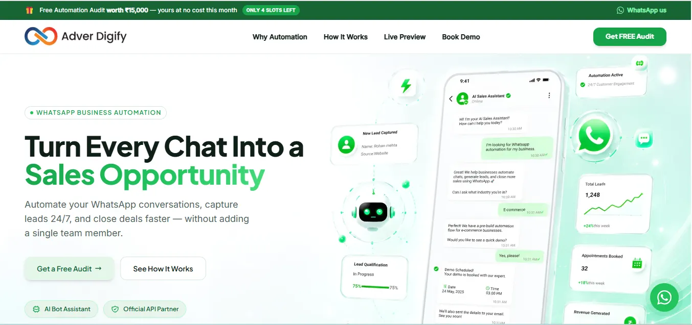 WhatsApp Business Automation Landing Page Designed by Raj Kumar Professional Website Developer in Patna